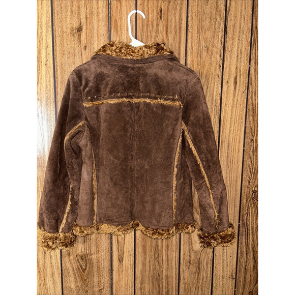 KENNETH COLE REACTION Women's size M Leather Jacket Coat FauxFur Lining Zip Y2K - Picture 3 of 9